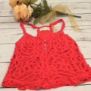 Abercrombie &fitch XS/S red scalloped lace trim camisole.